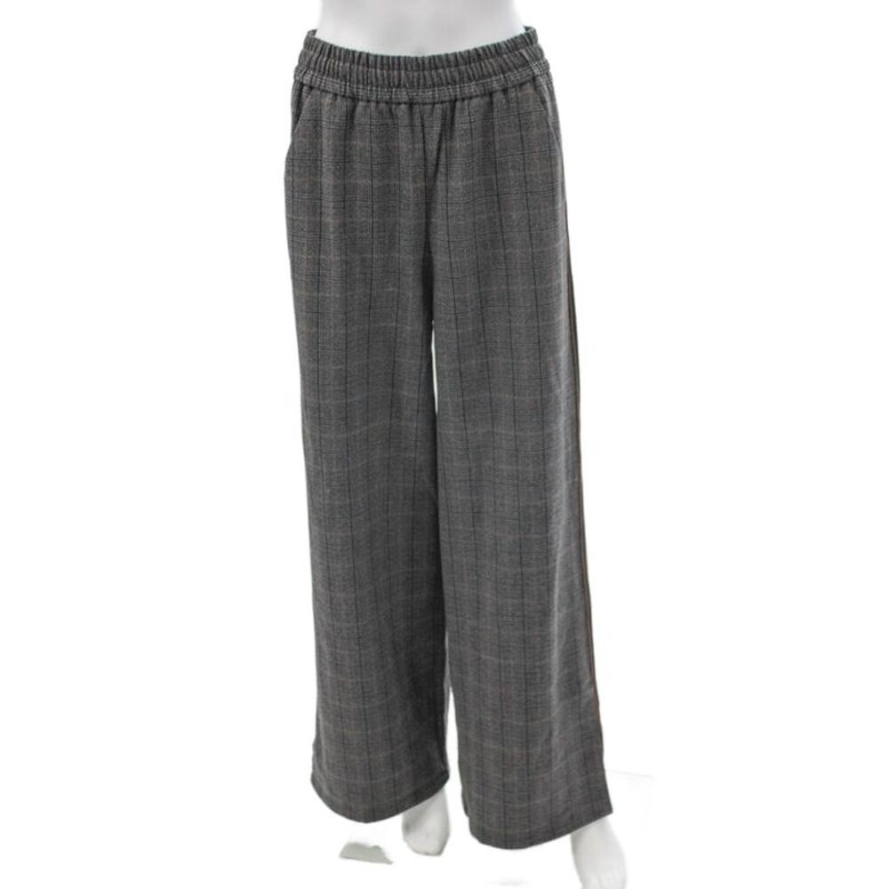 Evereve Womens Plaid Polyester Pull On Dress Pants Gray Size S
